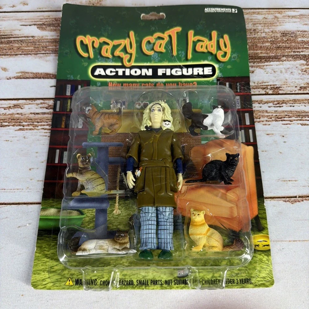 Crazy Cat Lady Action Figure With 6 Cats 2004 Cat Lover Unopened